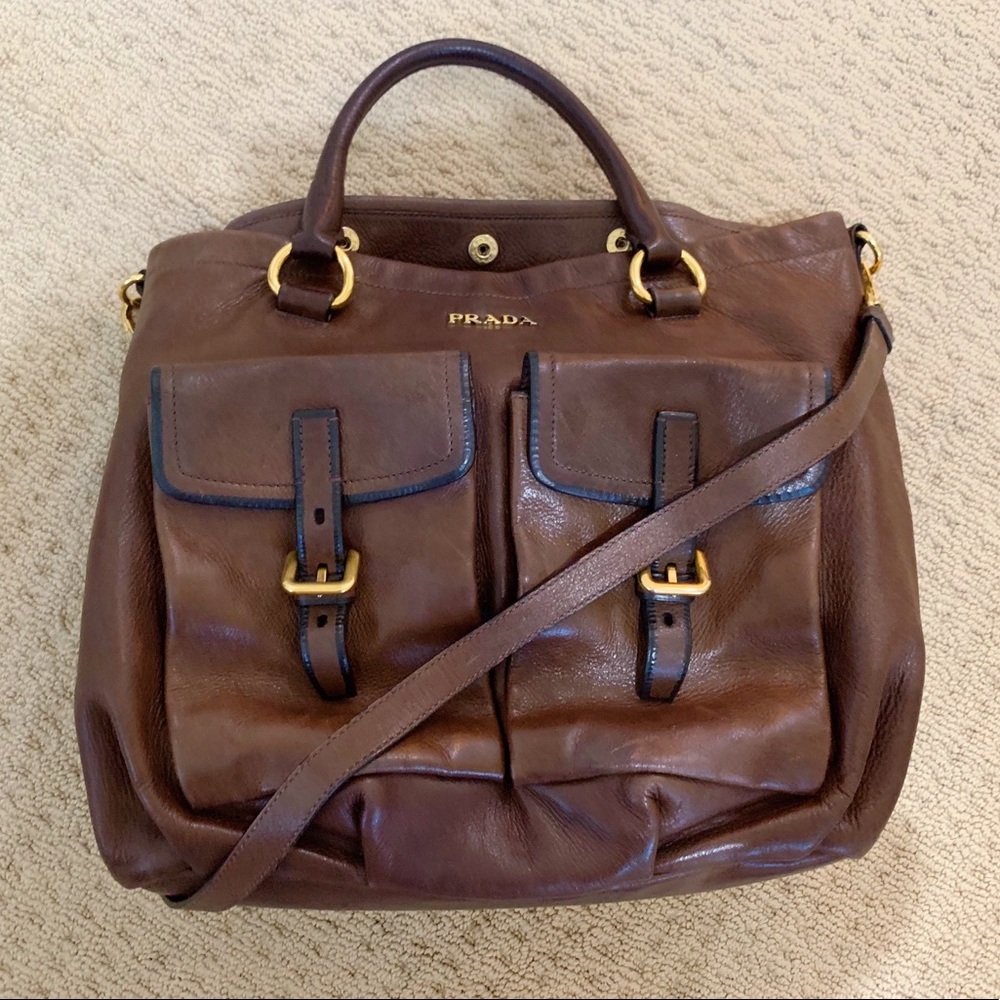 (Authentic) Prada Cervo Shine Deerskin Leather